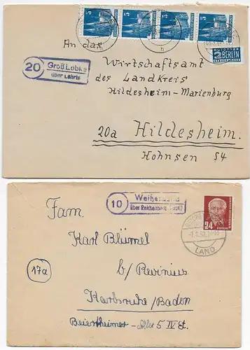 7 Belege Landpoststempel 1937-1956, darunter Saar