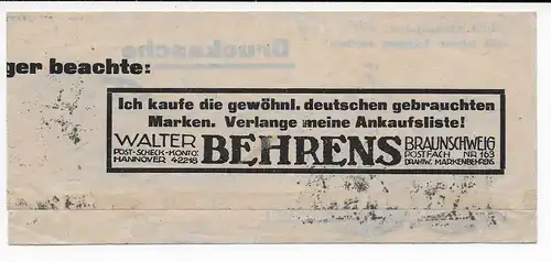 DR: Affaire d'impression Streifband Mi Nr. 218 (2x), 239 de Braunschweig vers Bautzen 1923