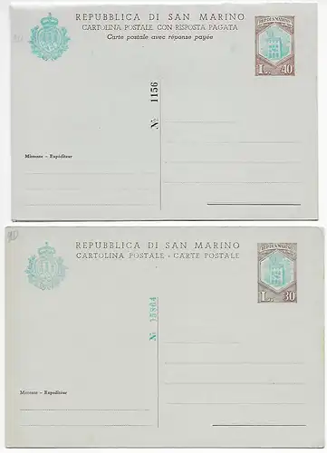 Saint-Marin: 8x entier (y compris 1x enveloppe, 1X loup,1x double carte)