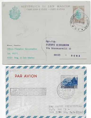San Marino: 8x Ganzsachen (inkl. 1x Umschlag, 1x Lupo, 1x Doppelkarte)