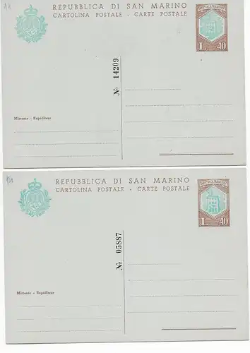 San Marino: 8x Ganzsachen (inkl. 1x Umschlag, 1x Lupo, 1x Doppelkarte)