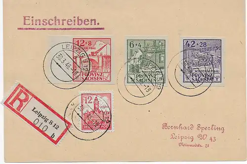 SBZ: Einschreiben Leipzig 1946, philatelistisch, Rückseite blanko