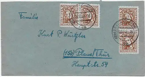 BiZone: MiNr. 69 MeF de Braunswick à Plaue/Thüringen