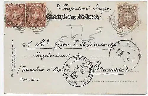 Italie: Carte de Firenze, impression après Brousse/Turquie, 1899