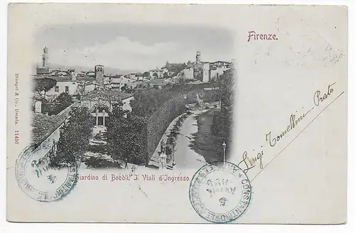 Italien: Ansichtskarte Firenze, Drucksache nach Brousse/Türkei, 1899