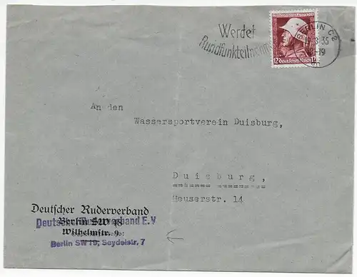 Deutscher Ruderverband, Berlin, Rundfunkteilnehmer 1935 nach Duisburg