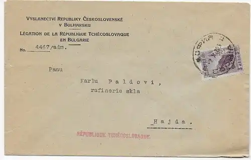 Bulgarien, Tschechisches Konsulat Sophia nach Hajda, 1932