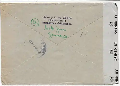 Hannover, Waldhausen nach Sarangan/Java/Indonesien: 1947: Kein Postverkehr