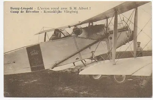 Carte de vue Double-couvillon Avion Royal avec S.M. Albert I, 1925, Roi