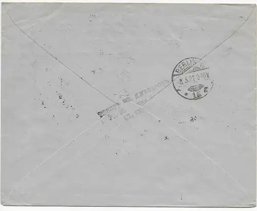 Einschreiben 1921 von Sofia nach Berlin
