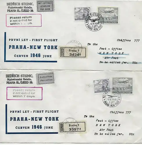 4x Luftpost Einschreiben 1956 nach New York