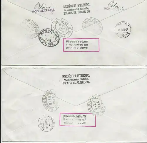 4x Luftpost Einschreiben 1956 nach New York