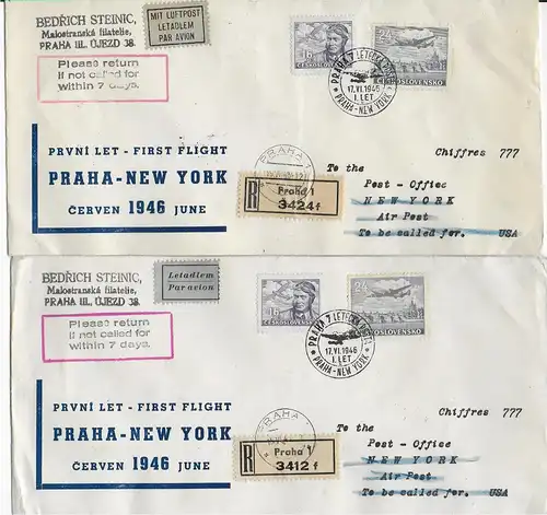 4x Luftpost Einschreiben 1956 nach New York