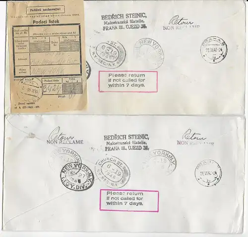 4x Luftpost Einschreiben 1956 nach New York