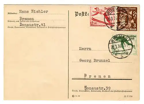Carte postale de Brême avec publicité rétrospective pour Reichstagsrede Adolf Hitlers
