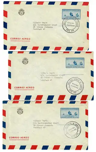 Costa Rica: 1x service ouvert, 2x entier: Adresse à Lloyd Norddeutsche