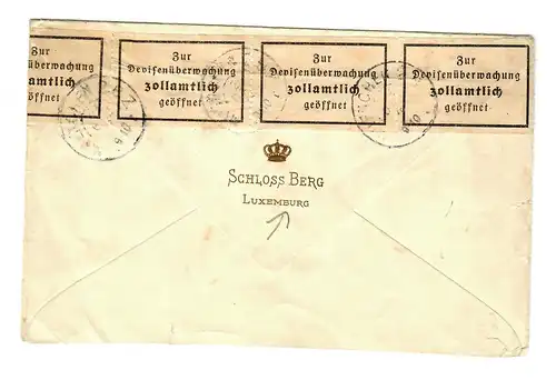 Colmar 1935 nach München, Devisenzensur: Großherzogin