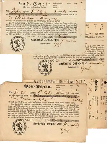 7x bons postaux 1862-55, tous avec cachet Sachsenhagen, ancien pré-Phila