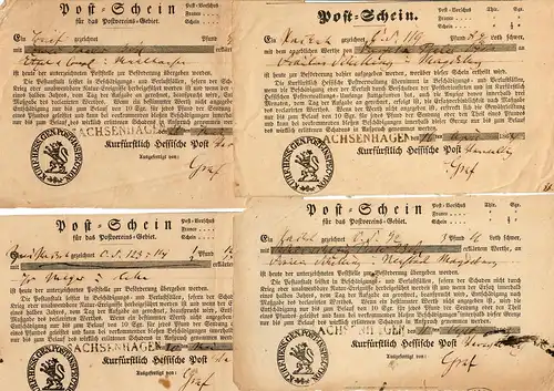 7x bons postaux 1862-55, tous avec cachet Sachsenhagen, ancien pré-Phila