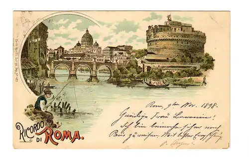Carte de vue Litho: de Rome en 1898 à Constantinople