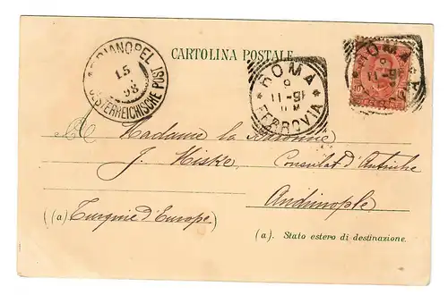 Carte de vue Litho: de Rome en 1898 à Constantinople