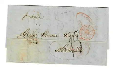 USA to France: 1852: Transatlantic Post: P. Asia to Marseille
