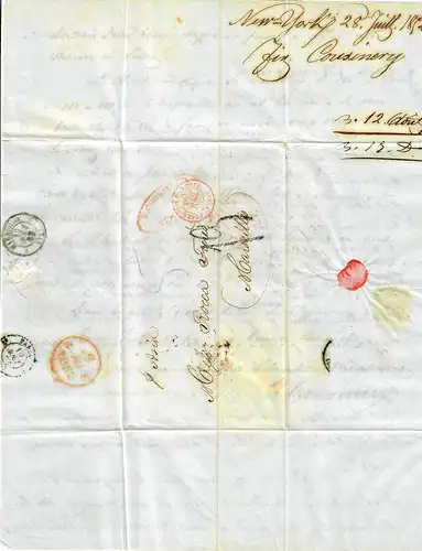 USA to France: 1852: Transatlantic Post: P. Asia to Marseille