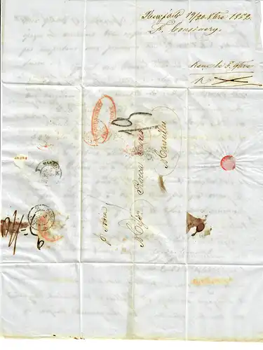 USA to France: 1852: Transatlantic Post: P. Asia, New York to Marseille