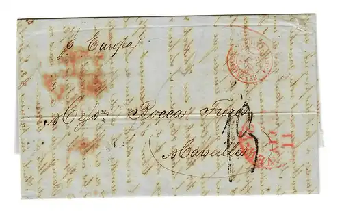 USA to France: 1852: Transatlantic Post: P. Europa, New York to Marseille