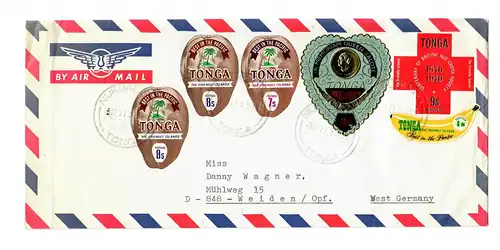 Tonga Air mail to Weiden: 1971, dos blanc