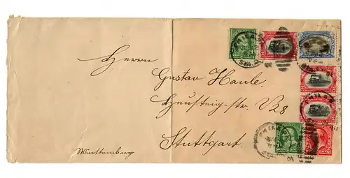 Etats-Unis: Lettre pour Stuttgart 1901