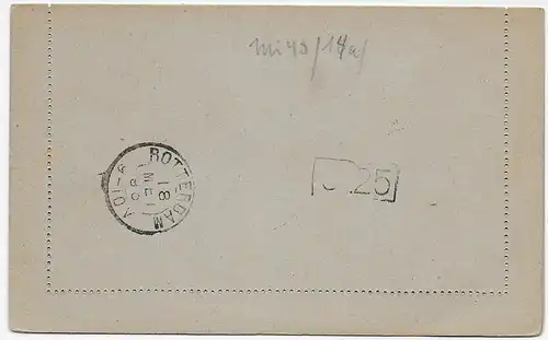 Karten-Brief mit Zusatzfrankatur Monte Carlo nach Rotterdam, 1893
