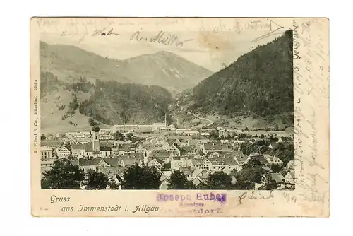 Ansichtskarte Immenstadt/Oberstdorf nach Kreuzlingen, 1902, Nachgebühr