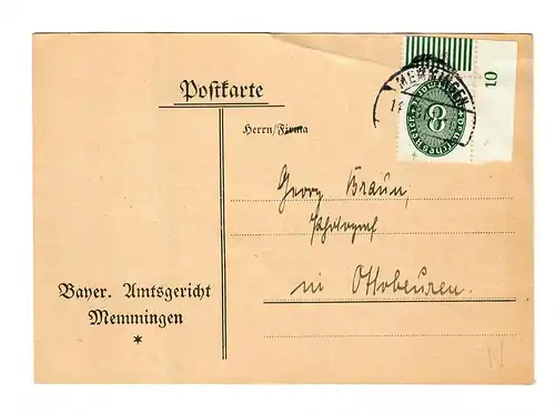 Amtsgericht Memmingen nach Ottobeuren, Bug oben, 1931