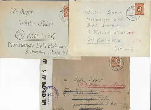 3x Lettre à l'école de barrage de la marine de bloc SVK, 3ème division, Memmingen/Sonthofen