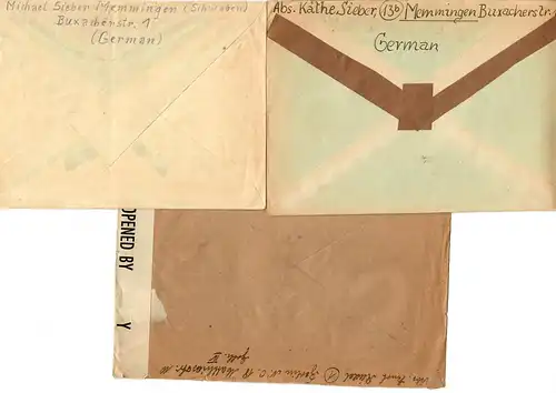 3x Brief an Marinelager SVK Block Sperrschule, 3. Division, Memmingen/Sonthofen