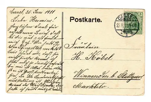 Carte de la journée Margarete, 25.6.1911, pour les handicapés, Kassel