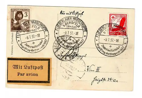 Fliegerlager Wasserkupppe b. Gersfeld/Rhön, Segelflug Wettbewerb 1937, Luftpost