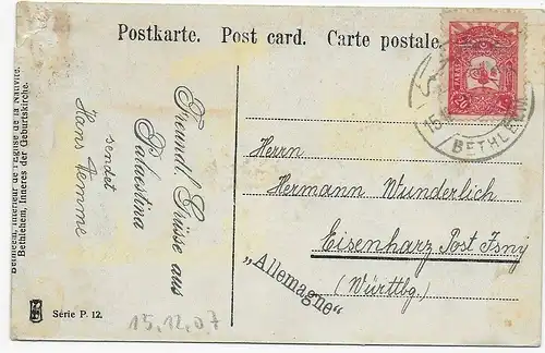 Pays Holy: Palestine/Bethléem 1907 après résine de fer/Isny