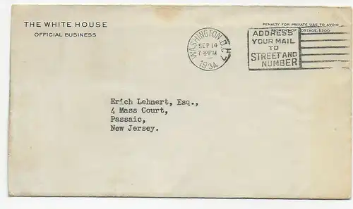 Washington: White House 1934 to Passaic/New Jersey, Private Secretary