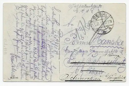 Ansichtskarte Leipzig 1919 als Sodatenkarte Freikorps nach Schmorkau