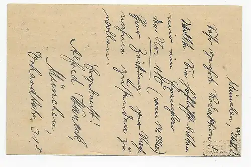 Carte postale 20.5.1923 de Munich à Memmingen: Min. 191 I, examiné Infla