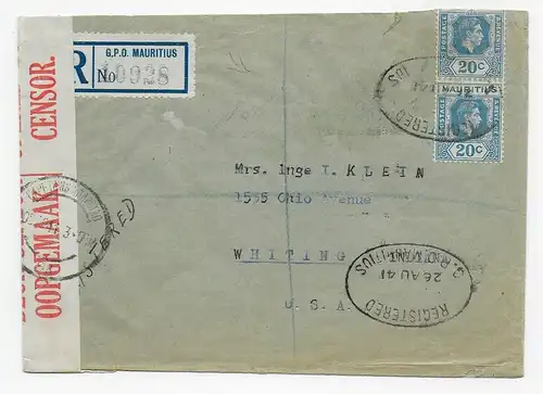 Maurice a été enregistrée à Whiting, 1941 avec Censorship