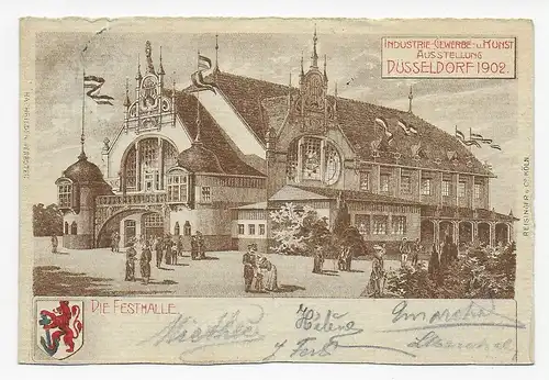 Festhalle Düsseldorf 1902 avec marque de foire/Vignette après Neuried