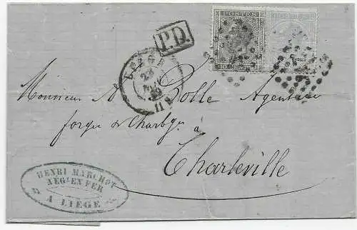 Liège nach Charleville (France) 1869, France par Charleroy