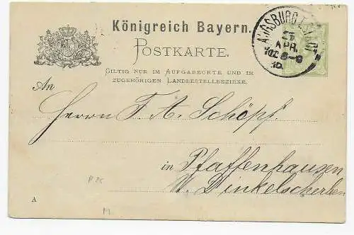 Carte postale avec publicité Articles courts de Augsbourg à Pfaffenhausen, 1910