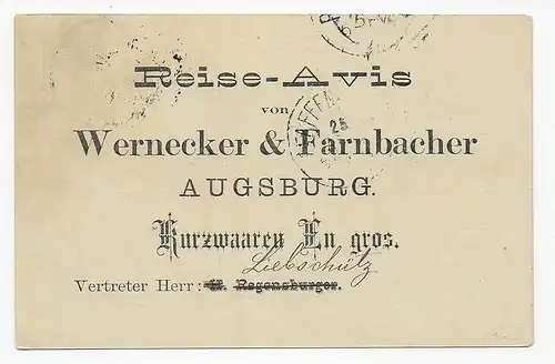 Carte postale avec publicité Articles courts de Augsbourg à Pfaffenhausen, 1910