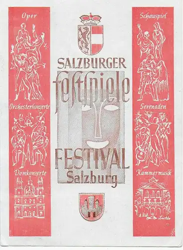 Carte postale des Festivals de Salzbourg en 1947 en Allemagne avec 2x timbre de censure