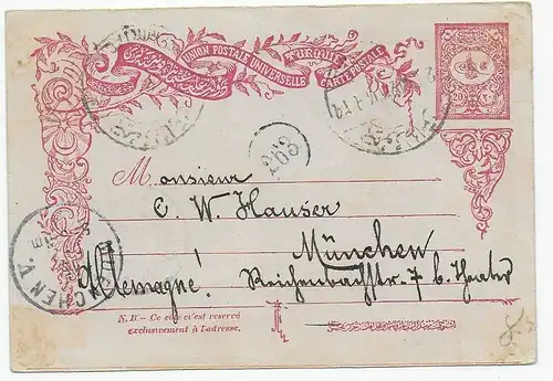 Postkarte Adrinopel (Edirne) 1902 nach München