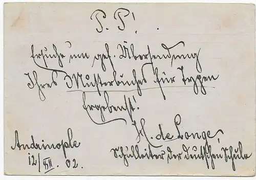 Postkarte Adrinopel (Edirne) 1902 nach München
